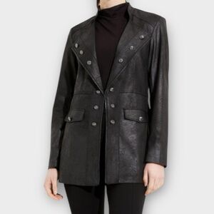 Joseph Ribkoff Women’s Jacket Medium Faux Leather Suede Moto Black Outerwear NWT